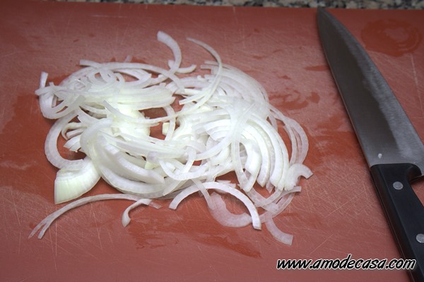 Cebolla en tiras - Como hacer cebolla caramelizada