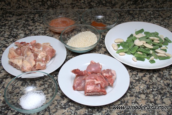 Ingredientes de una paella valenciana Ingredientes de una paella valenciana